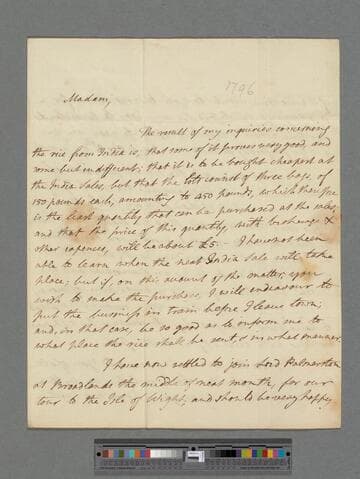 Blagden, Sir Charles. Letter to Elizabeth (Robinson) Montagu