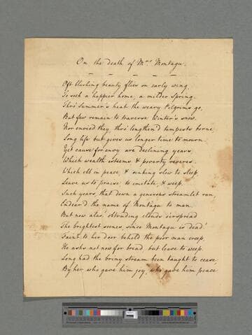 S. . . S, R. On the death of Mrs. Montagu : [a poem]