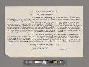 Letter from José Chávez Torres (Calvillo, Aguascalientes) to Paco Chávez Esparza (Mexicali, Baja California)