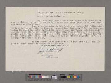 Letter from José Chávez Torres (Calvillo, Aguascalientes) to Paco Chávez Esparza (San José, California)
