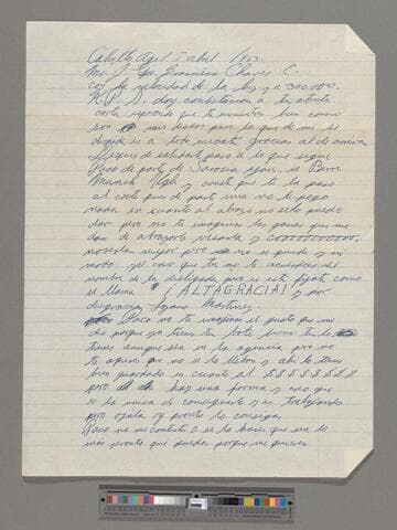 Letter from Jesús Lozano (Calvillo, Aguascalientes) to Paco Chávez Esparza (Brawley, California)