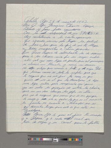 Letter from Jesús Lozano (Calvillo, Aguascalientes) to Paco Chávez Esparza (Brawley, California)