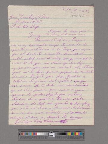 Letter from J. Luis López Velasco (Calvillo, Aguascalientes) to Paco Chávez Esparza (Mexicali, Baja California)