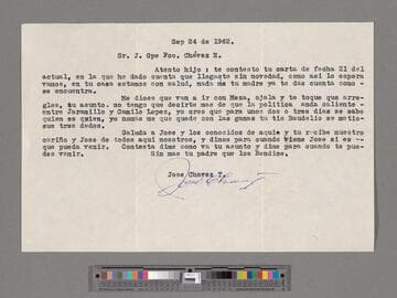 Letter from José Chávez Torres (Calvillo, Aguascalientes) to Paco Chávez Esparza
