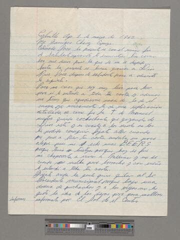 Letter from Jesús Lozano (Calvillo, Aguascalientes) to Paco Chávez Esparza (Brawley, California)