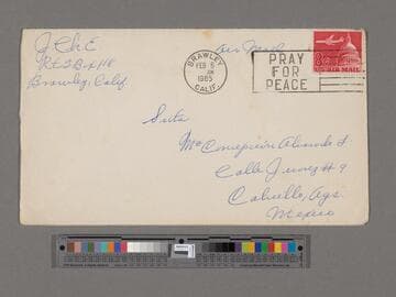 Envelope, José Chávez Esparza (Brawley, California) to María Concepción Alvarado Loera (Calvillo, Aguascalientes)