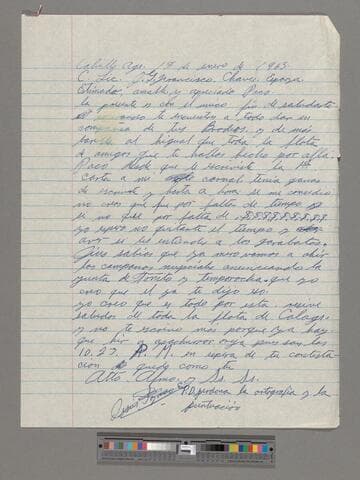 Letter from Jesús Lozano (Calvillo, Aguascalientes) to Paco Chávez Esparza (Brawley, California)
