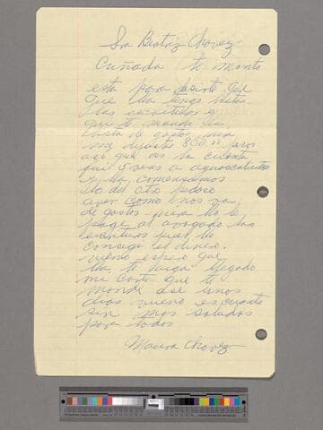 Letter from Maura Chávez (Calvillo, Aguascalientes) to Beatriz Chávez (San José, California)