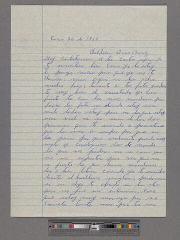 Letter from Asunción Alvarado Loera (Calvillo, Aguascalientes) to Paco Chávez Esparza (Brawley, Califonia)