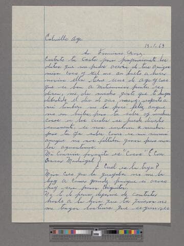 Letter from Asunción Alvarado Loera (Calvillo, Aguascalientes) to Paco Chávez Esparza (Brawley, Califonia)