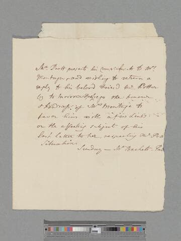 Pratt, Samuel Jackson. Letter to Elizabeth (Robinson) Montagu