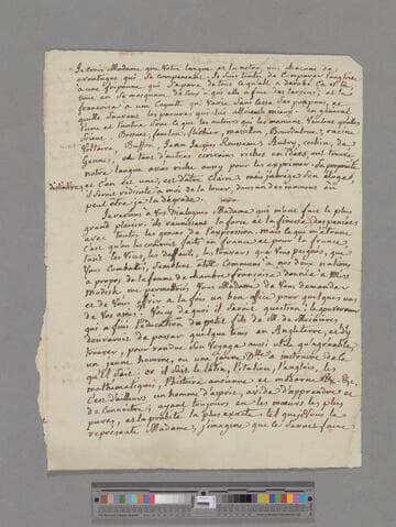 Durey de Meinieres, Octavie (Guichard) Belot. Letter to Elizabeth (Robinson) Montagu