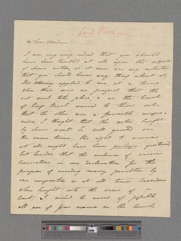 Erskine, Thomas, 1st Baron Erskine of Restormel Castle. Letter to Elizabeth (Robinson) Montagu