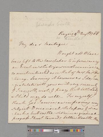 Wilberforce, William. Letter to Matthew Montagu, 4th Baron Rokeby