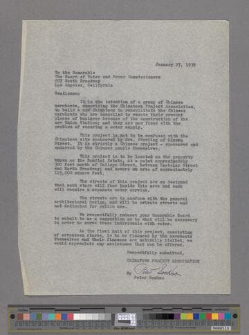 Letter from Peter SooHoo to the Board of Water and Power Commissioners