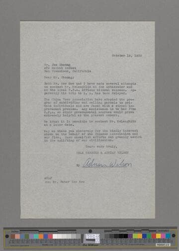 Letter from Adrian Wilson to Joe Shoong