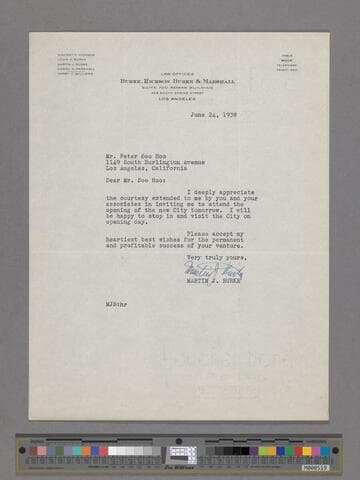 Letter from Martin J. Burke to Peter SooHoo