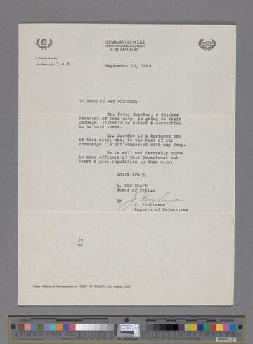 Letter of introduction from Department of Police