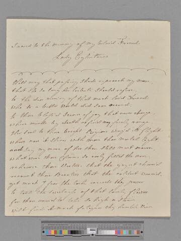 Alison, Dorothea (Gregory). Sacred to the memory of my Beloved Friend Lady Eglintowne: [a poem]