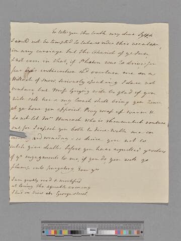 Montagu, Elizabeth (Robinson). Letter to Elizabeth (Vesey) Handcock Vesey