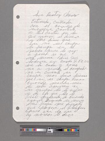 Letter from Maura Chávez (Calvillo, Aguascalientes) to Beatriz Chávez (San José, California)