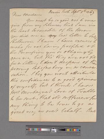 Petty, William, 1st Marquis of Lansdowne. Letter to Elizabeth (Robinson) Montagu
