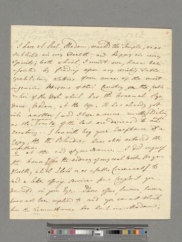 Pratt, Samuel Jackson. Letter to Elizabeth (Robinson) Montagu
