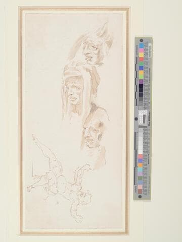 Three Grotesque Heads and a Figure Study