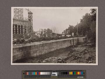 Huntington Library Construction: view showing the west side of the West Wing, looking south east