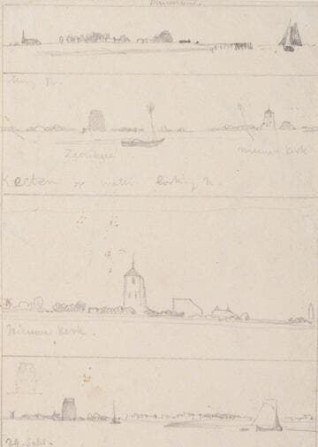 Sheet with Four Dutch Landscape Sketches