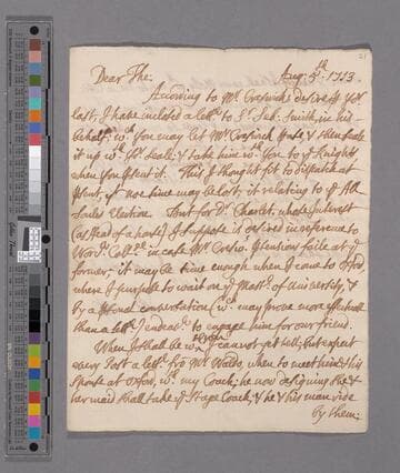 Theophilus Leigh, 1643-1725, letter to Theophilus Leigh