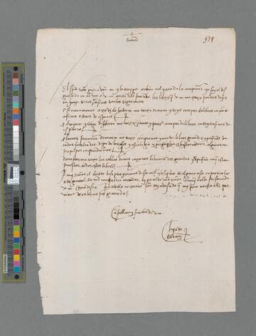 Luis de Santa Cruz letter to Juan Gutiérrez