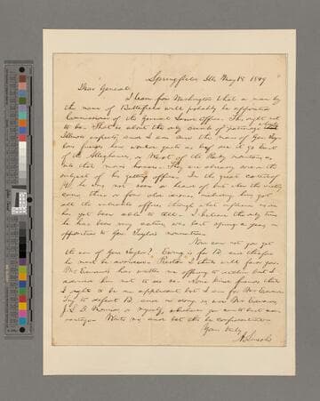 Abraham Lincoln, Springfield, Illinois, letter to Duff Green, Washington, D.C