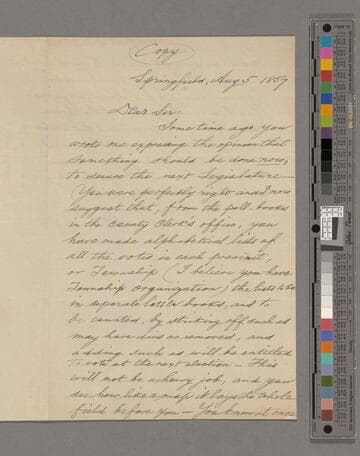 Abraham Lincoln, Springfield, Illinois, letter to B. Clarke Lundy