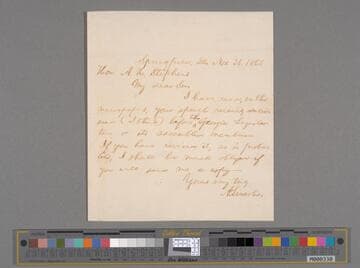 Abraham Lincoln, Springfield, Illinois, letter to Alexander H. Stephens