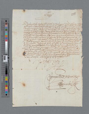 Felipe II, King of Spain, letter to Pedro de la Gasca, Bishop