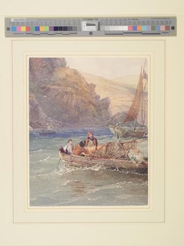 Fishermen Tending Their Nets on a Choppy Sea