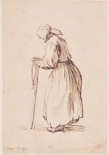 Peasant Woman with Walking Stick and Rosary