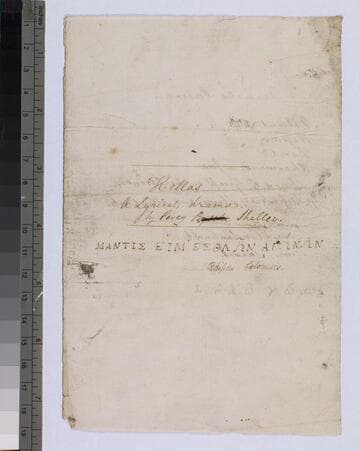 Hellas, a lyrical drama: manuscript, 1821, November 1
