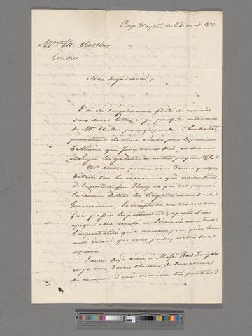 Dupuy, Baron A. Letter to Thomas Clarkson
