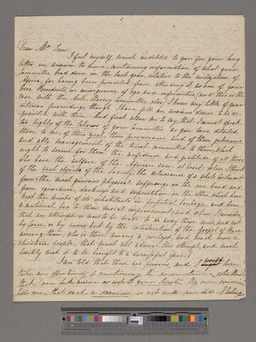 [Clarkson, Thomas]. Letter to J. M. Trew