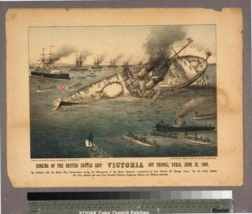 Sinking of the British battle ship Victoria off Tripoli, Syria, June 22, 1893