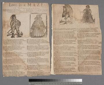 Love in a maze: or, The young-man put to his dumps. Here in this song you may behold and see a gallant girl obtain'd by wit and honesty all you that hear my song, and mark it but aright, will say true love's worth gold, and breeds delight. To a pleasant new tune, called, the true lovers delight or, the Cambridge horn