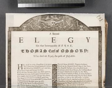 A second elegy on that incomparable heroe, Thomas Earl of Ossory: who died on Fryday the 30th of July 1680