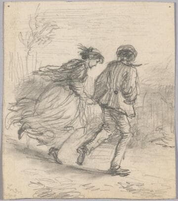 Boy and Girl Running Hand in Hand