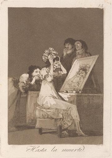 She fleeces him (Le descañona), Plate 35 from Los Caprichos