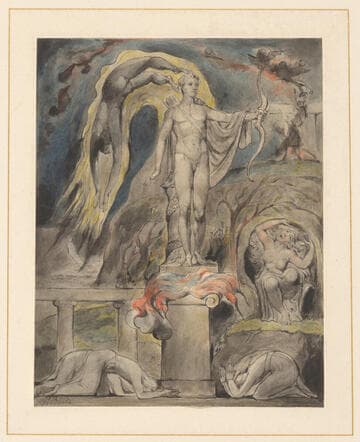 Illustration 4 to Milton's "On the Morning of Christ's Nativity": The Overthrow of Apollo and the Pagan Gods