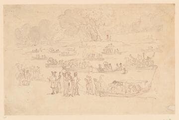 A Large Boating Party with Water Music