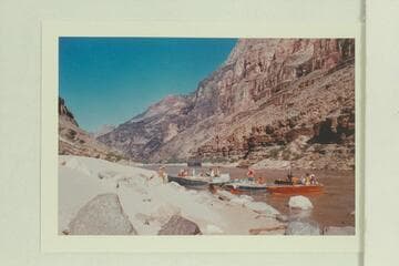 Mooring at camp above The Anvil. Mile 178. Approximate gauge: 36,000 cfs