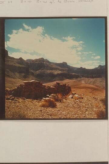 Indian structure above left bank of Colorado River in the Grand Canyon.  Mile 71.2.  Looking south toward South Rim